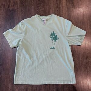 H&M Green Short Sleeve Tee with Palm Tree Design
